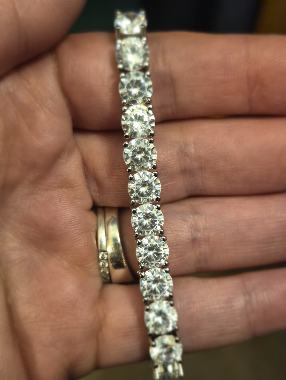 GRA Certified 27 CT* Round cut VVS1 Moissanite Diamond Tennis Bracelet 7.36 inch